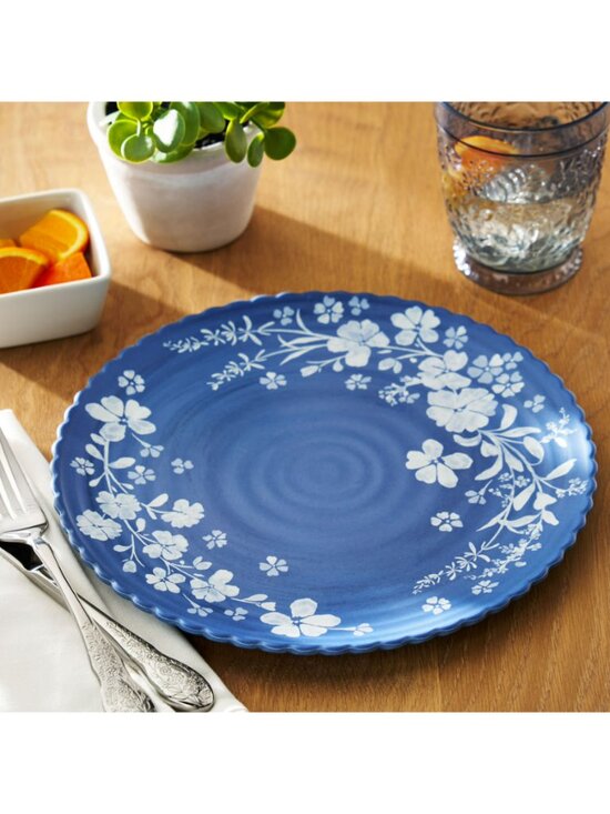 The Woman Pioneer Other - The Woman Pioneer Blue Bold Floral Daisy 12-Piece Bamboo Melamine Dinnerware